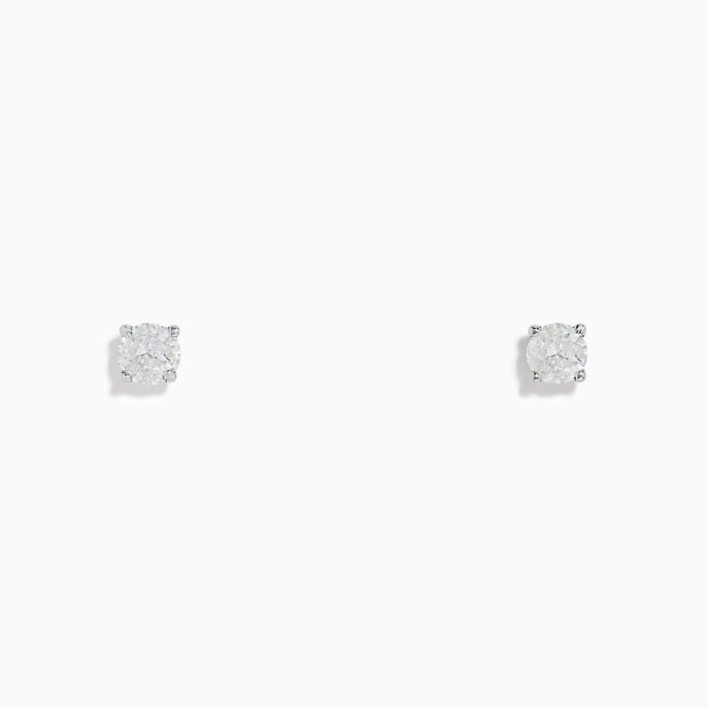 EFFY 14K White Gold Natural Diamond Solitaire Stud Earrings
